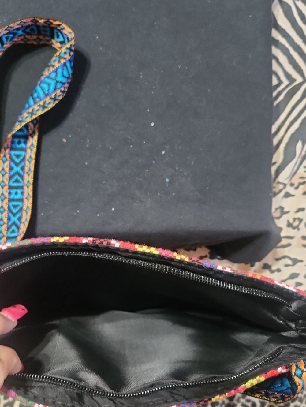 Boho Multicolor Embroidered Crossbody Bag with Fringe - Picture 7 of 7